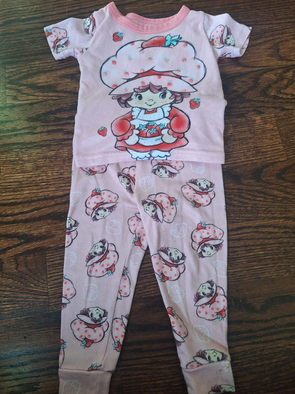 Pink Strawberry Character Kids One-Piece Pajama Set